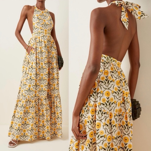 Agua by Agua Bendita Dresses & Skirts - Agua by Agua Bendita Yellow Halter Floral Dress